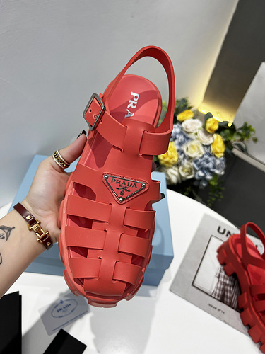 Prada 2022 The latest spring and summer sawnooth Roman woven thick-soled rubber sandals 35-40-1eba3c87